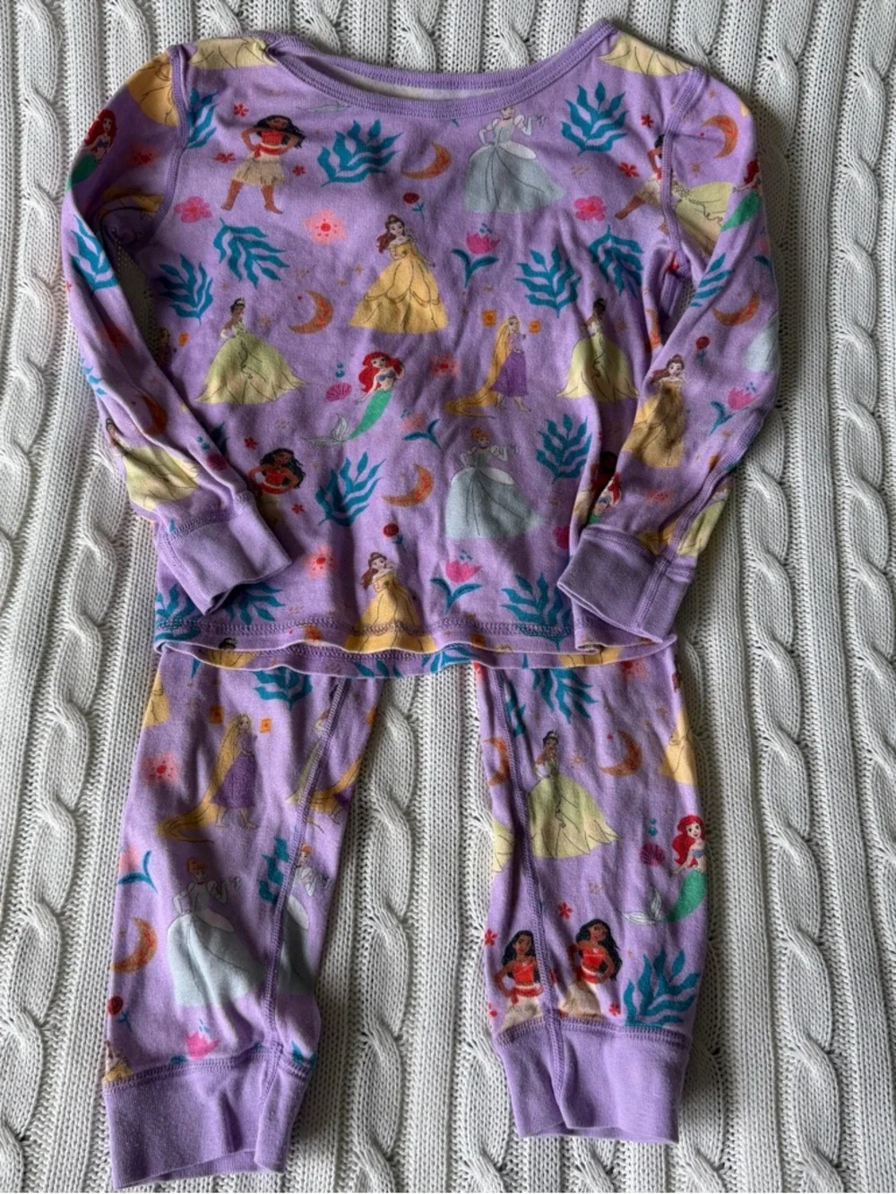Disney Princess Pajamas PJ Size 5 Moana Cinderella Belle Rapunzel Tiana Ariel